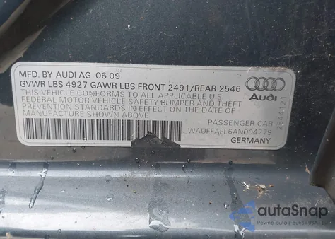 2010 Audi A4 2.0T Premium z USA, uszkodzony, nr VIN WAUFFAFL6AN004779